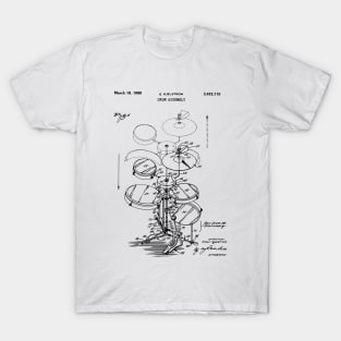 Drummer Gift Idea - Drum Assembly Kit Blueprint T-Shirt